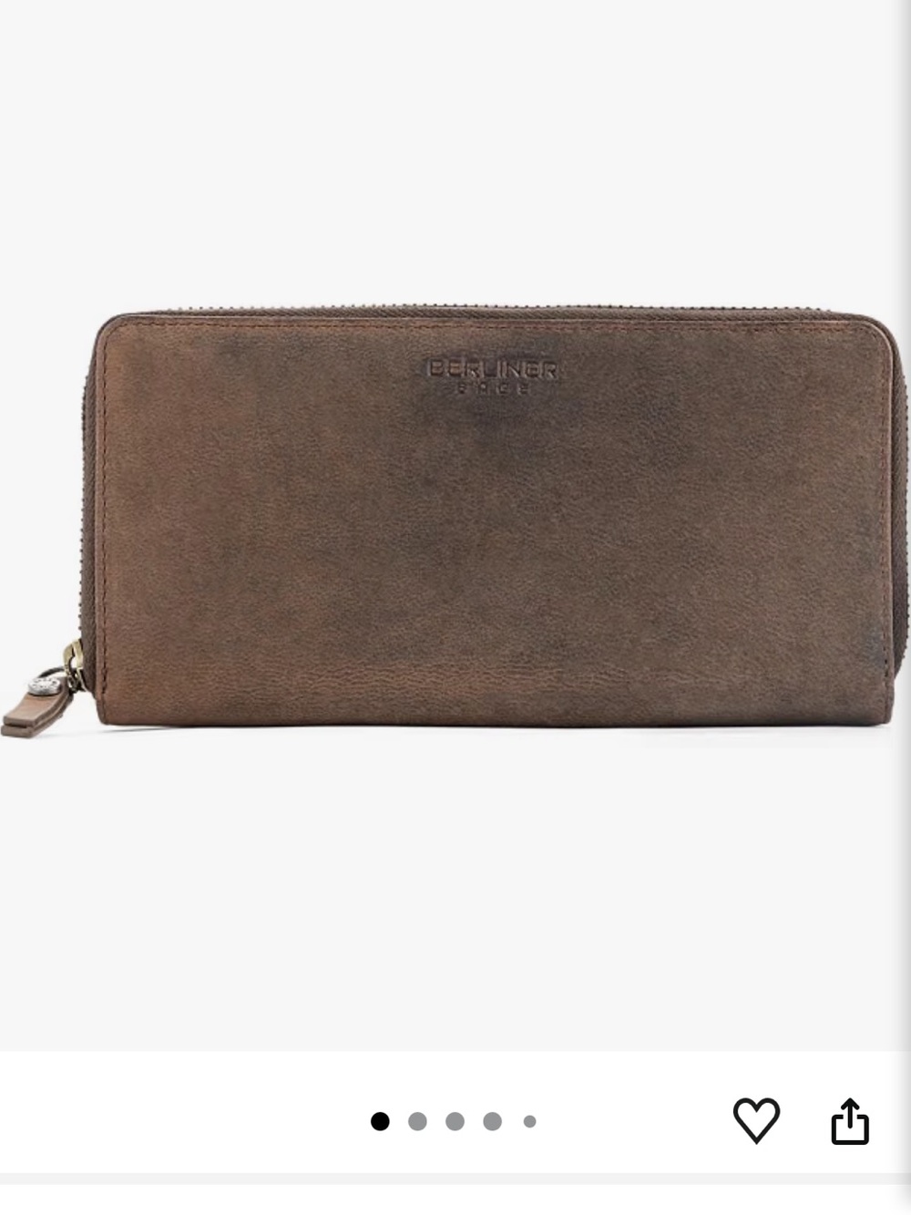 BERLINER BAGS NWT Full Grain Leather Zip Wallet Women Gift Box – margo walnut
